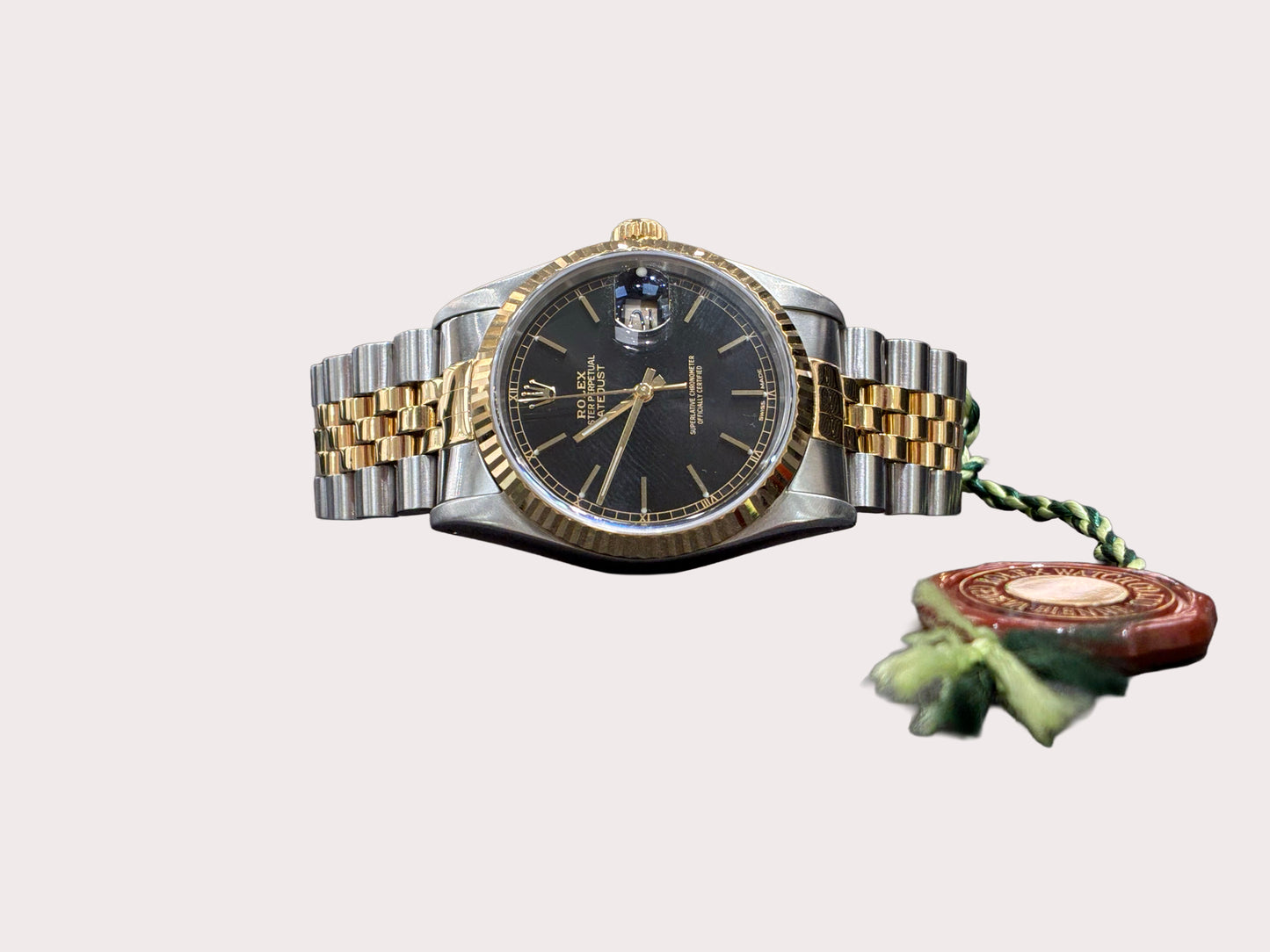 Pre-Owned Unisex Rolex Bimetal Perpetual Oyster Black Dial