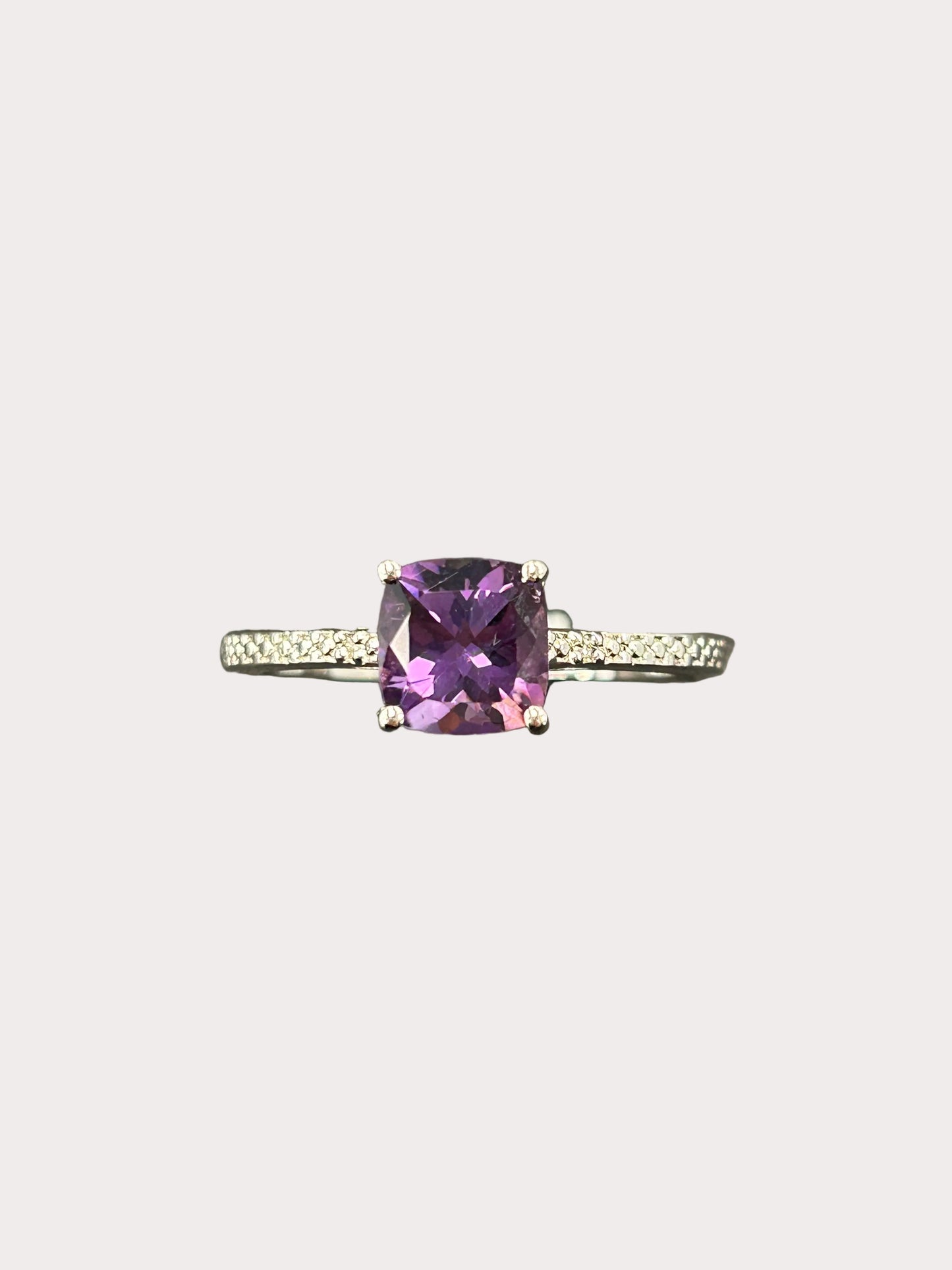 Sterling Silver Cushion Cut Gemstone Ring