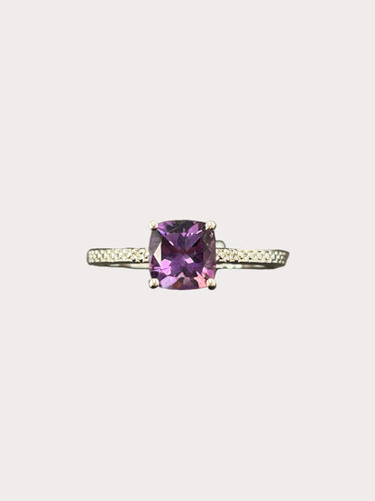 Sterling Silver Cushion Cut Gemstone Ring
