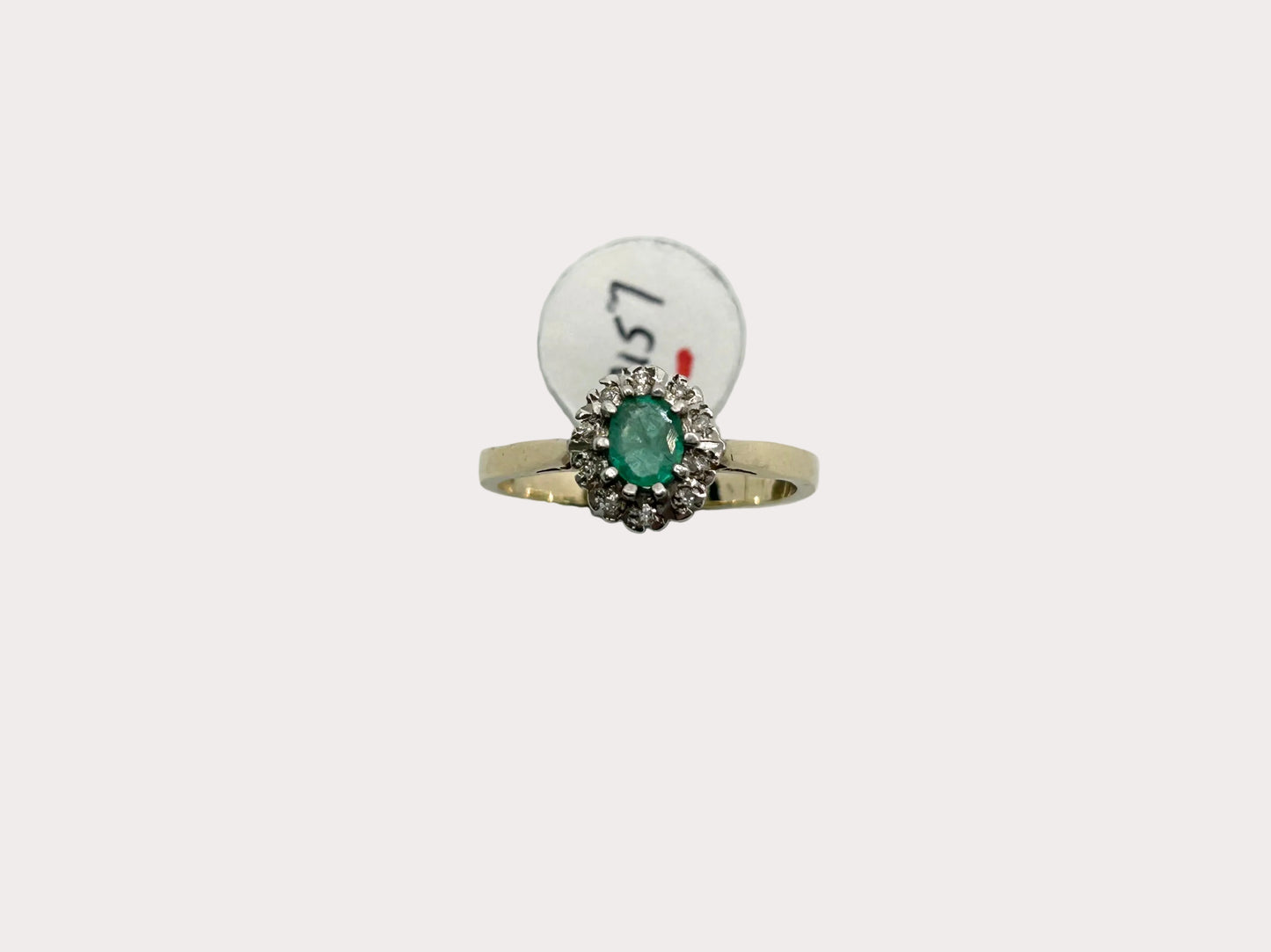 9ct Gold Emerald and Diamond Halo Ring