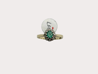 9ct Gold Emerald and Diamond Halo Ring