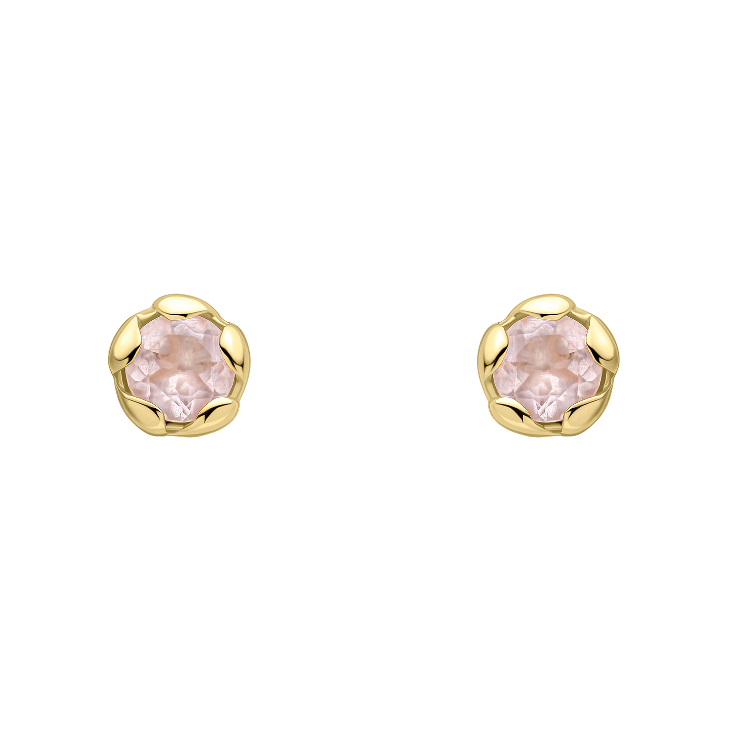 Laura Ashley Petal Set Rose Quartz Semi-Precious Stud Earrings