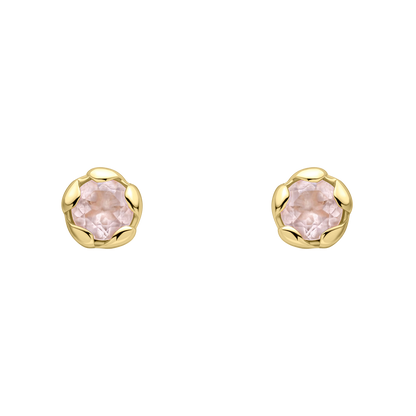 Laura Ashley Petal Set Rose Quartz Semi-Precious Stud Earrings