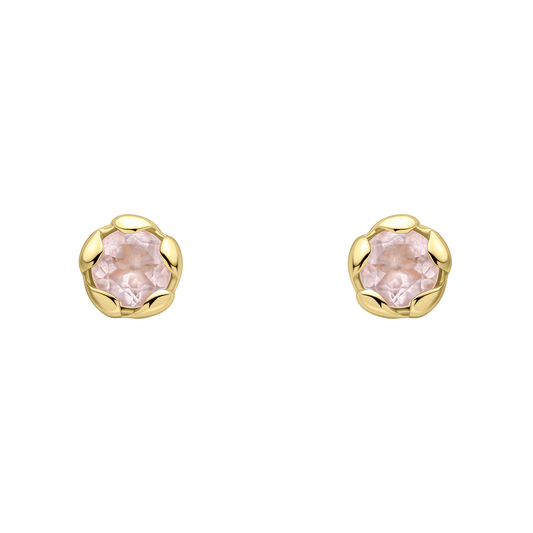 Laura Ashley Petal Set Rose Quartz Semi-Precious Stud Earrings
