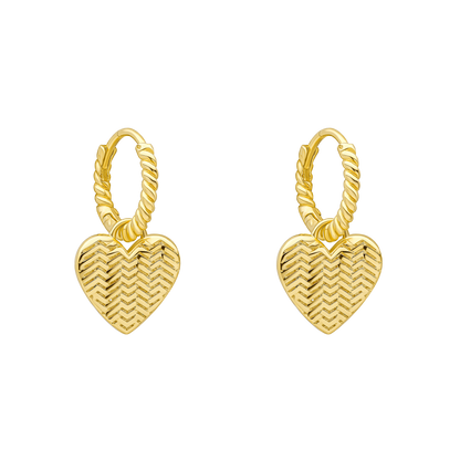 Laura Ashley Picnic Basket Weave Heart Hoop Earrings