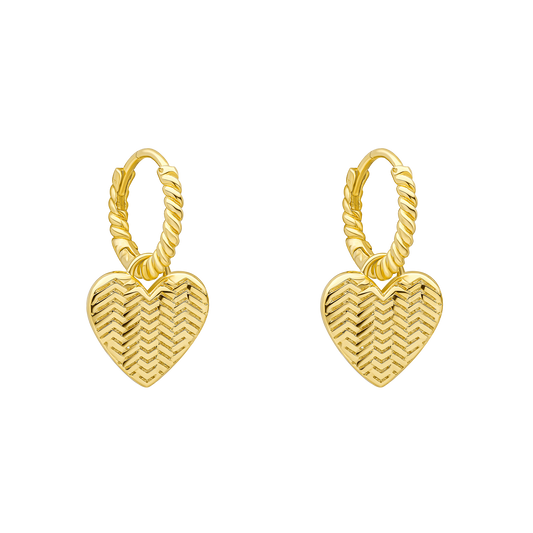 Laura Ashley Picnic Basket Weave Heart Hoop Earrings