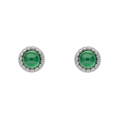 Sterling Silver Birthstone Milgrain Cabochon Earrings