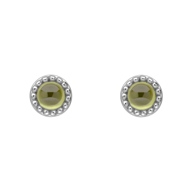 Sterling Silver Birthstone Milgrain Cabochon Earrings