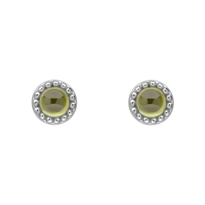 Sterling Silver Birthstone Milgrain Cabochon Earrings