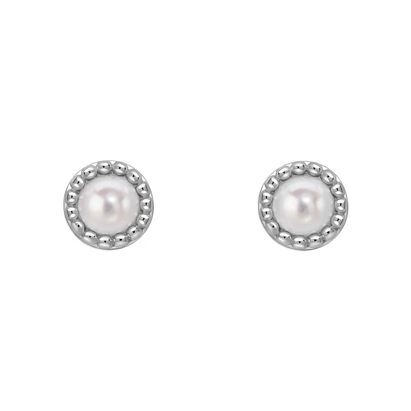 Sterling Silver Birthstone Milgrain Cabochon Earrings