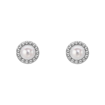Sterling Silver Birthstone Milgrain Cabochon Earrings