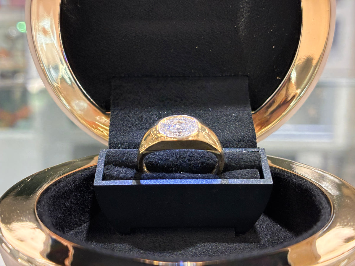 9ct Gold Lab Diamond Bezel Set Signet Ring