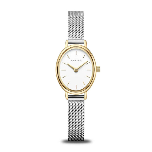 Bering Time Womens Silver and Gold Oval Watch