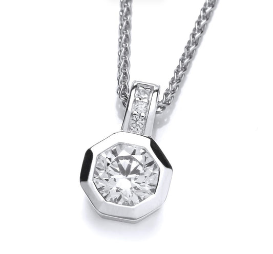Sterling Silver CZ Hexagon Pendant