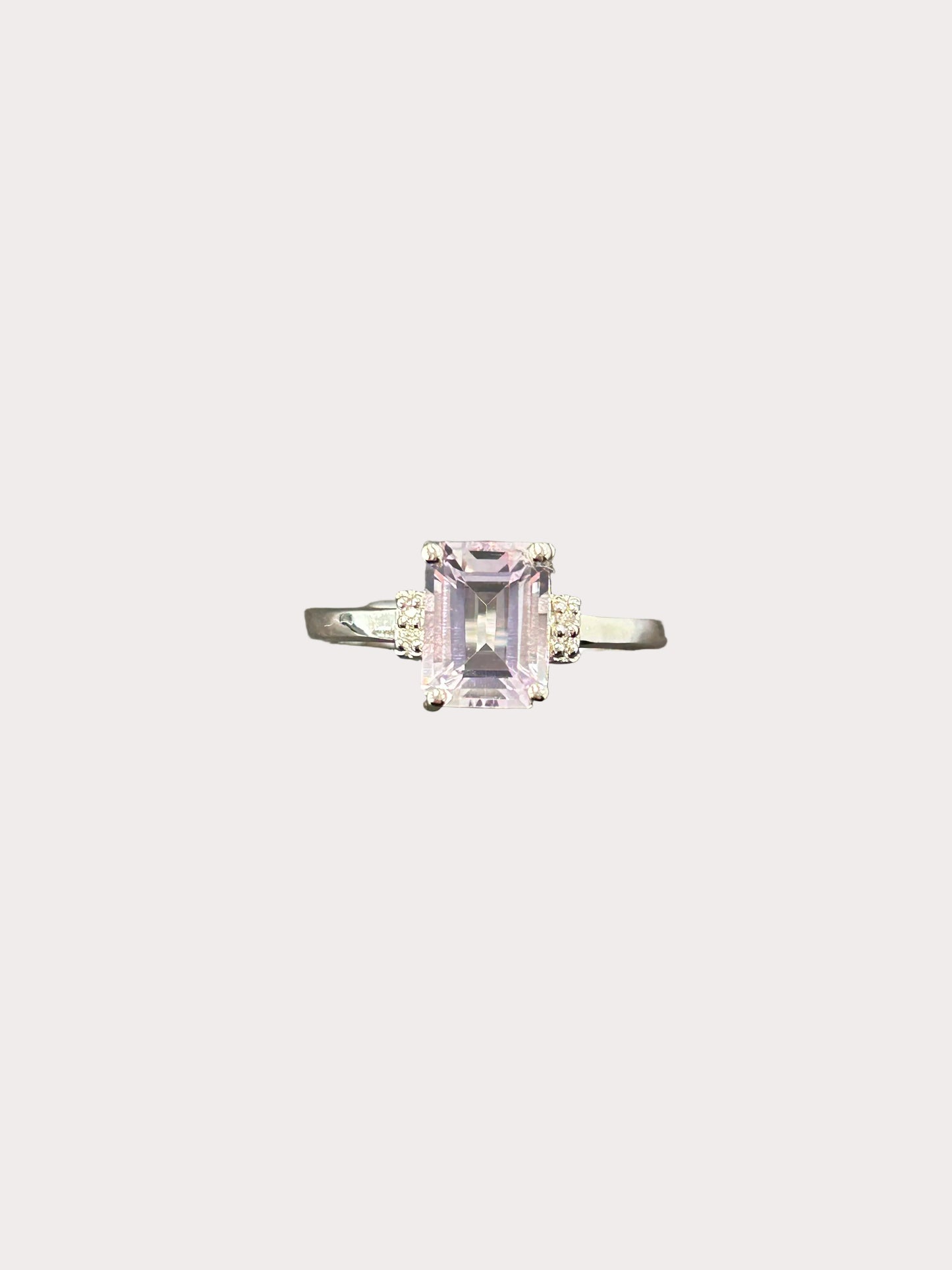 Sterling Silver Emerald Cut Gemstone Ring