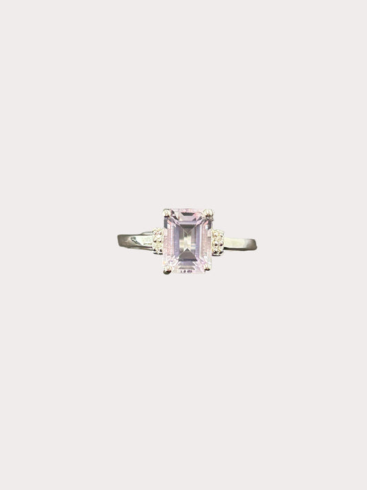 Sterling Silver Emerald Cut Gemstone Ring