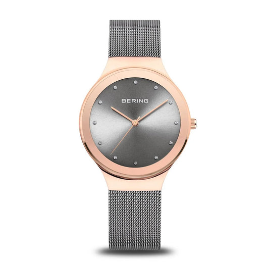 Bering Time Womens Rose Gold and Grey Watch