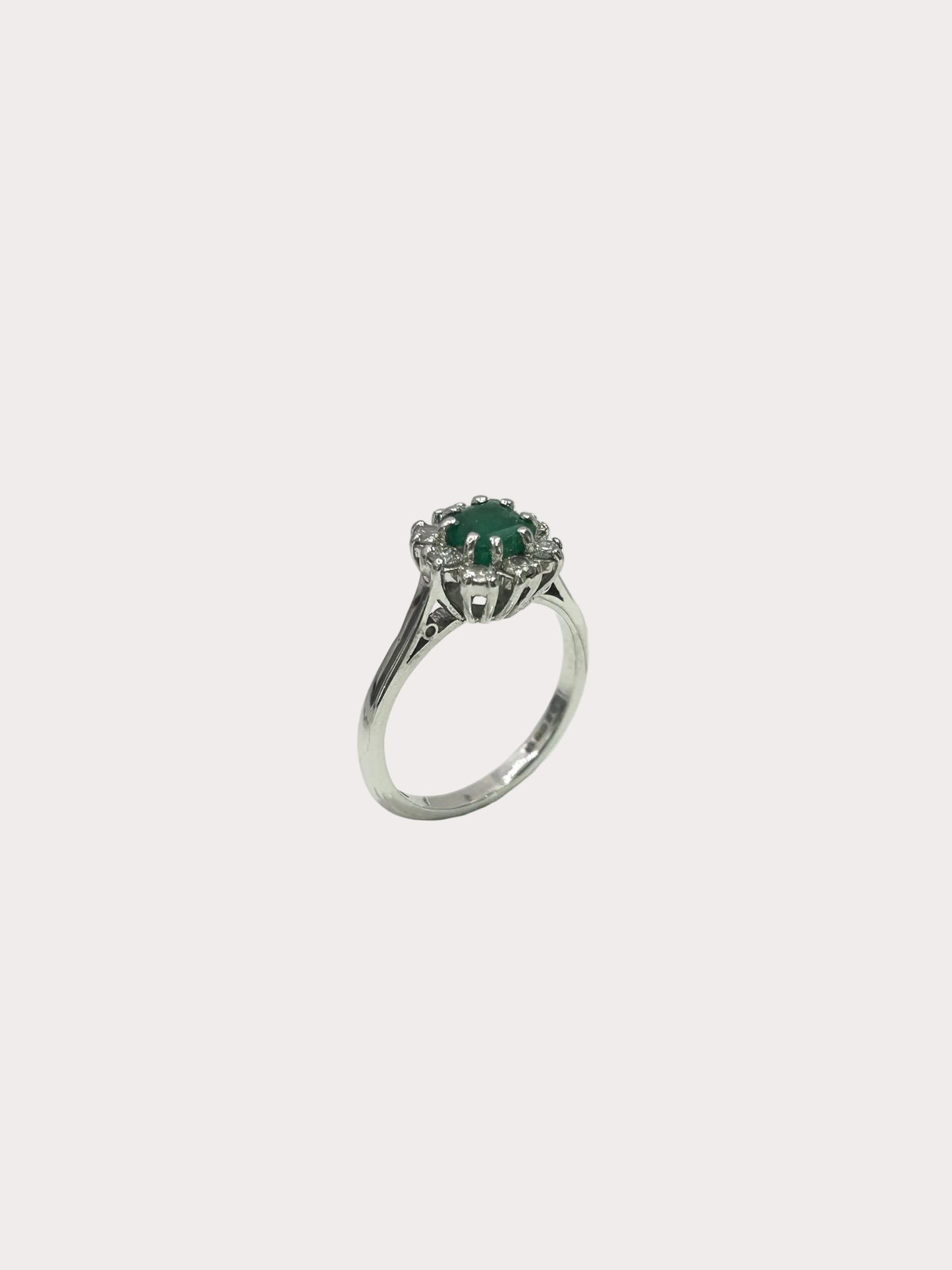 Pre-Owned 18ct White Gold Emerald and Diamond Ring