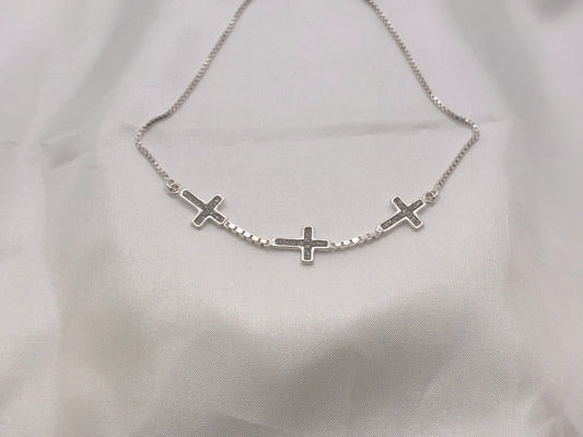 Sterling Silver CZ Cross Bracelet