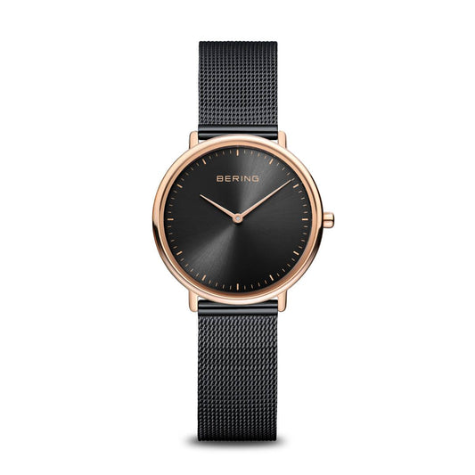 Bering Time Womens Rose Gold and Black Watch