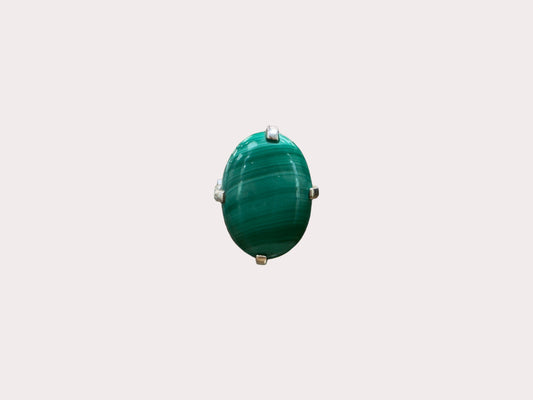 Sterling Silver Heavy Malachite Ring 10.75