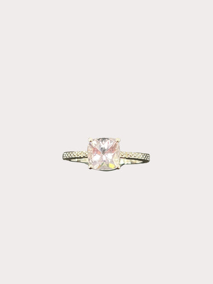 Sterling Silver Cushion Cut Gemstone Ring