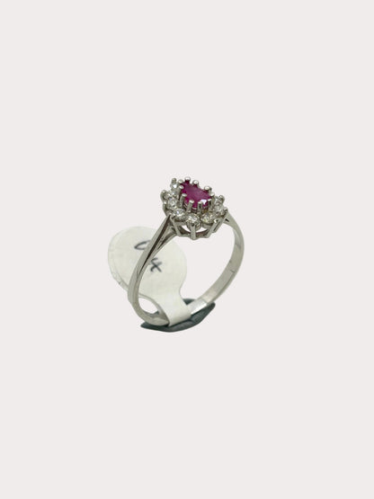 9ct Gold Ruby Diamond Pear Cluster