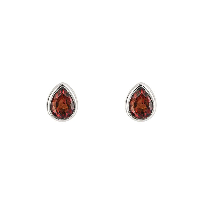 Sterling Silver January Garnet Earrings