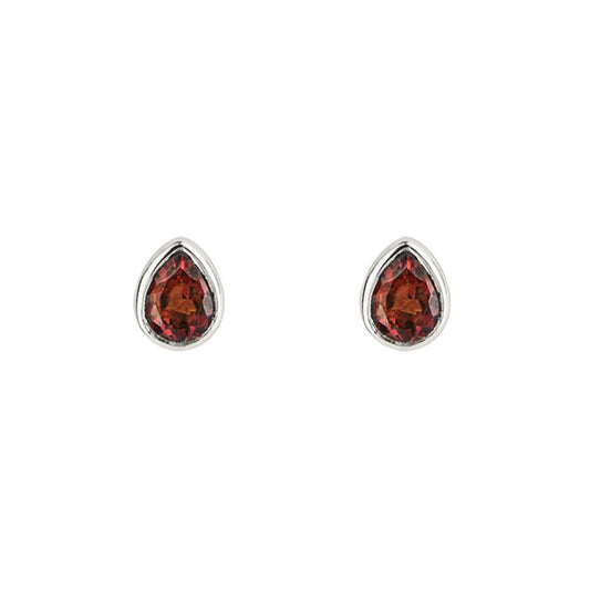 Sterling Silver January Garnet Earrings