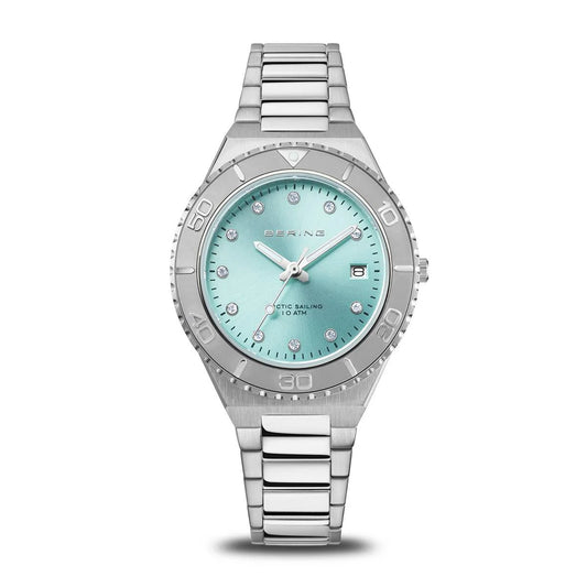 Bering Time Womens Silver and Blue Watch