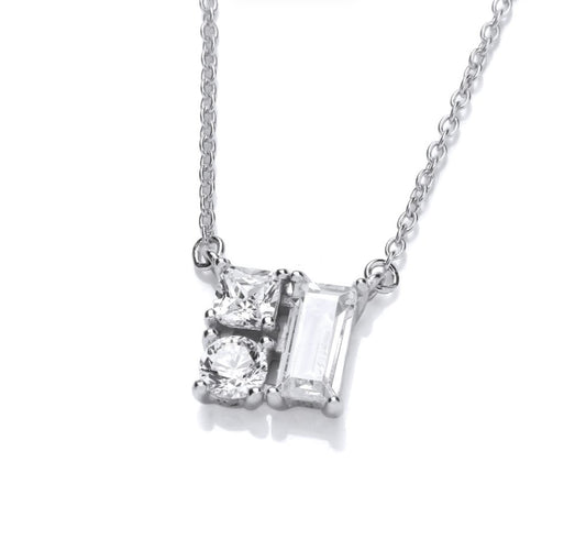 Sterling Silver CZ Princess & Queens Necklace