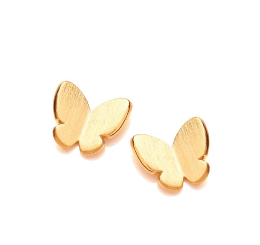 Sterling Silver Gold Vermeil Butterfly Stud Earrings