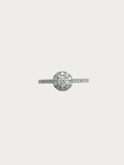 Platinum Diamond Halo Dia Set Shoulders GIA 0.23 F VS1