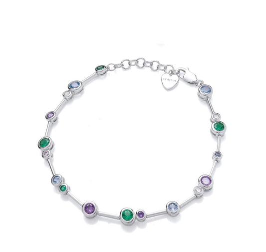 Sterling Silver CZ Rainbow Bubble Bracelet