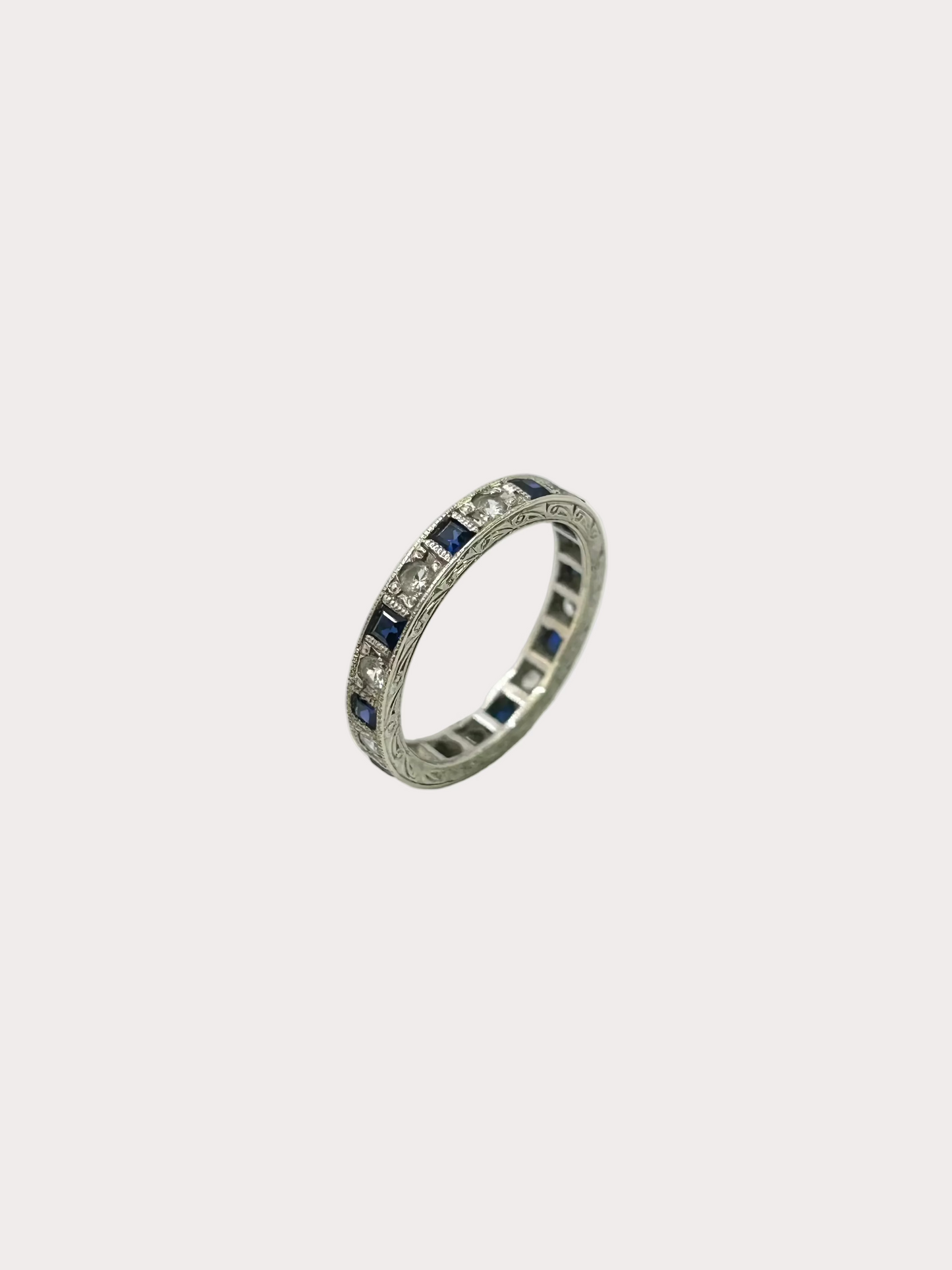 Pre-Owned 9ct White Gold Diamond and Sapphire Eternity Ring