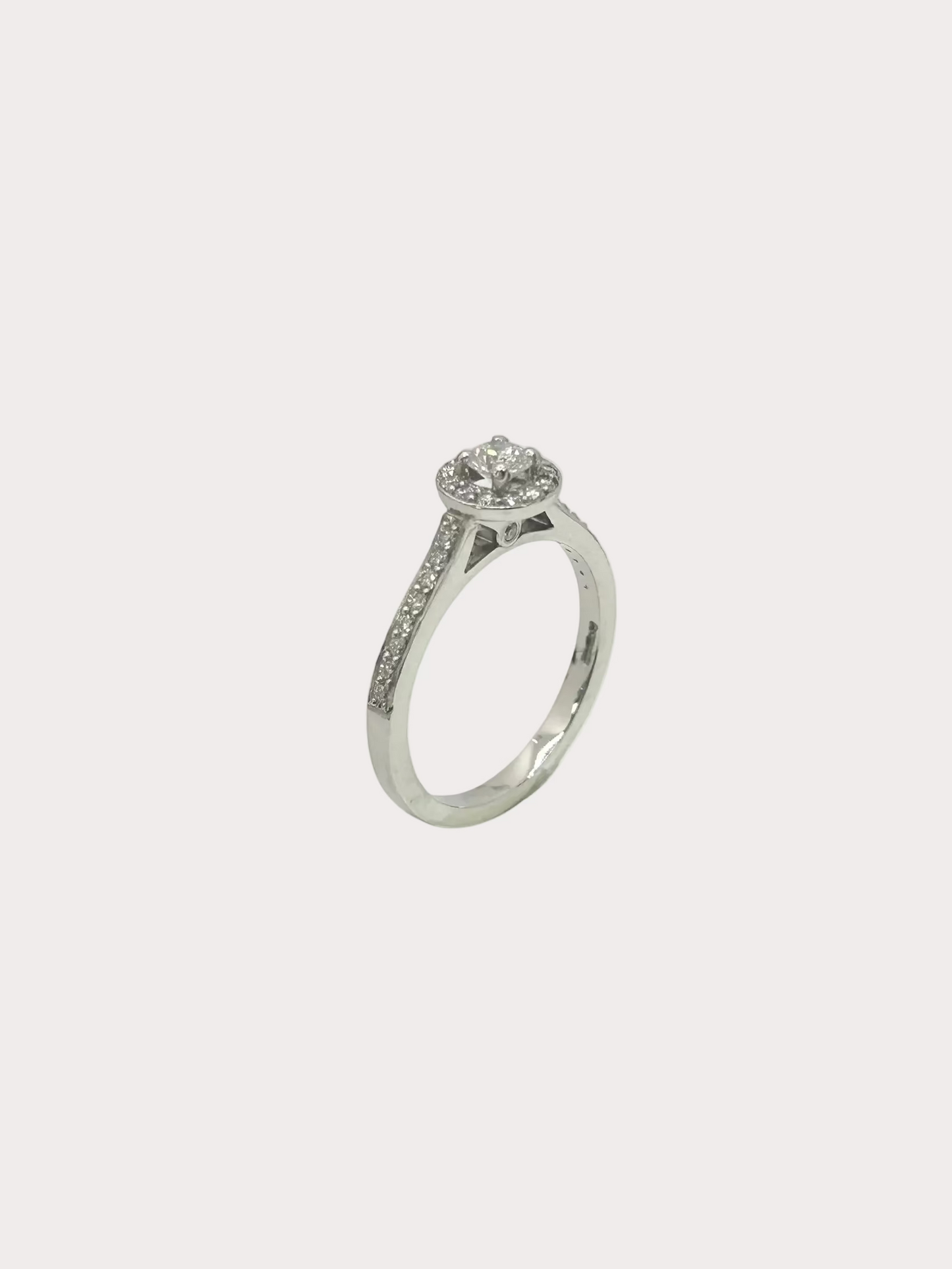 Platinum Diamond Halo Dia Set Shoulders GIA 0.23 F VS1