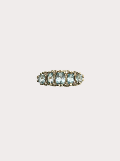 9ct Aquamarine and Diamond Ring