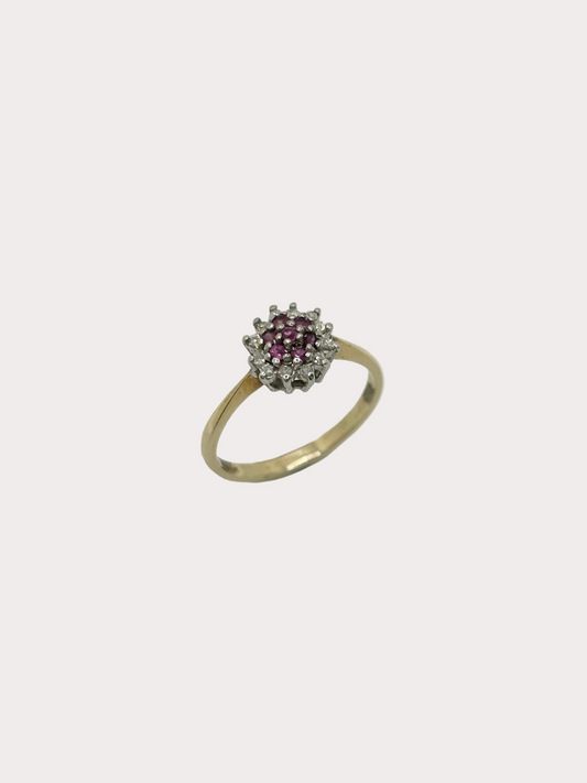 9ct Yellow Gold Diamond Cluster Ring