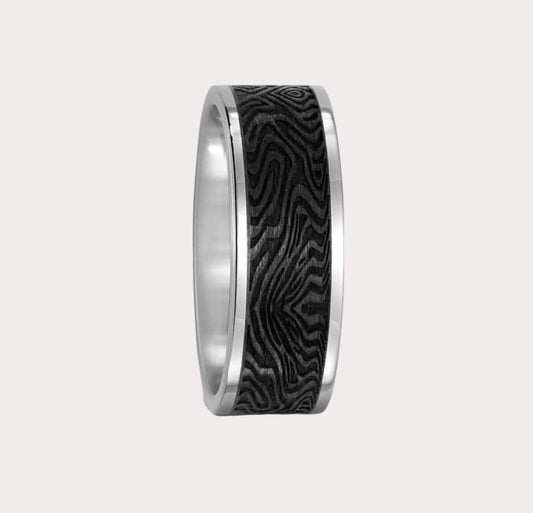 Titanium and Carbon Patterned Groove Ring