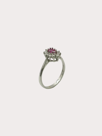 9ct Gold Ruby Diamond Pear Cluster