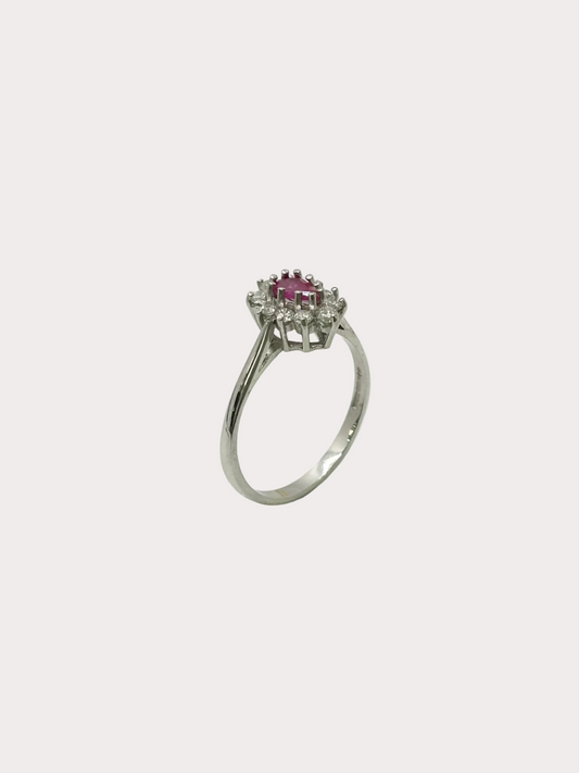 9ct Gold Ruby Diamond Pear Cluster
