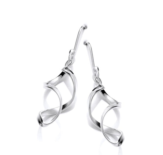 Sterling Silver Double Spiral Drop Earrings