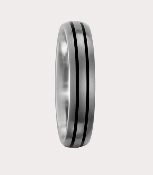 Titanium 4mm Twin Groove Ring