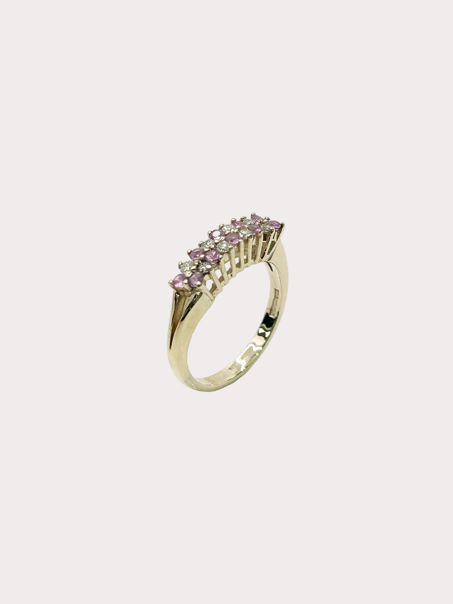 9ct Gold Diamond and Pink Sapphire ring