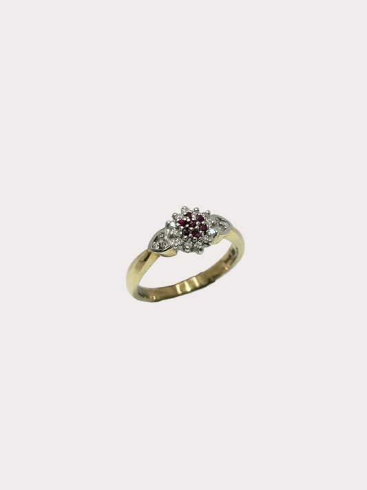 9ct Yellow and White Gold Cluster Ring