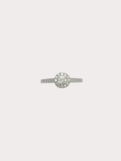 Platinum Diamond Halo Dia Set Shoulders GIA 0.23 F VS1
