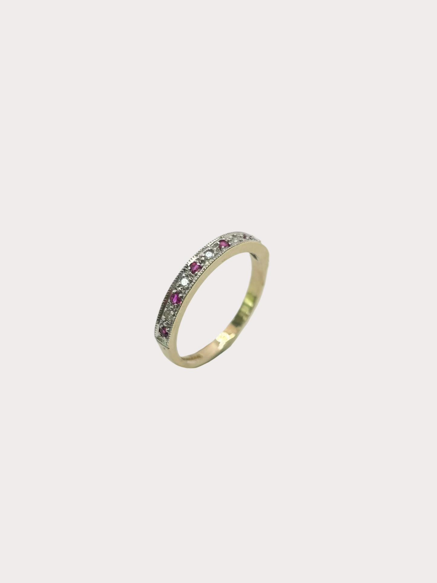9ct Yellow Gold Ruby and Diamond Eternity Style Ring