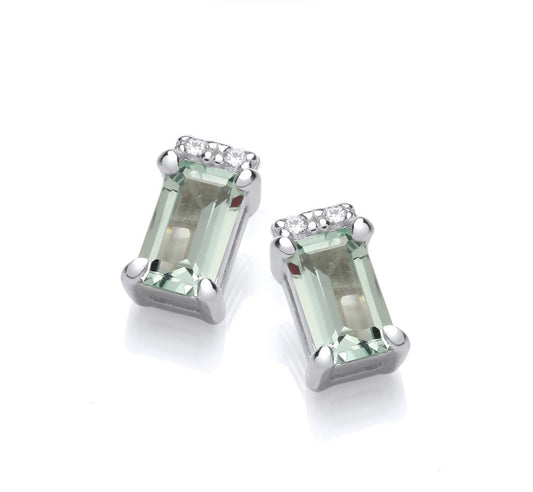 Sterling Silver Baguette Neo Mint Earrings