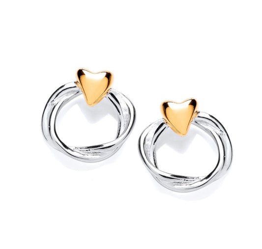 Sterling Silver Triple Twist Heart Earrings