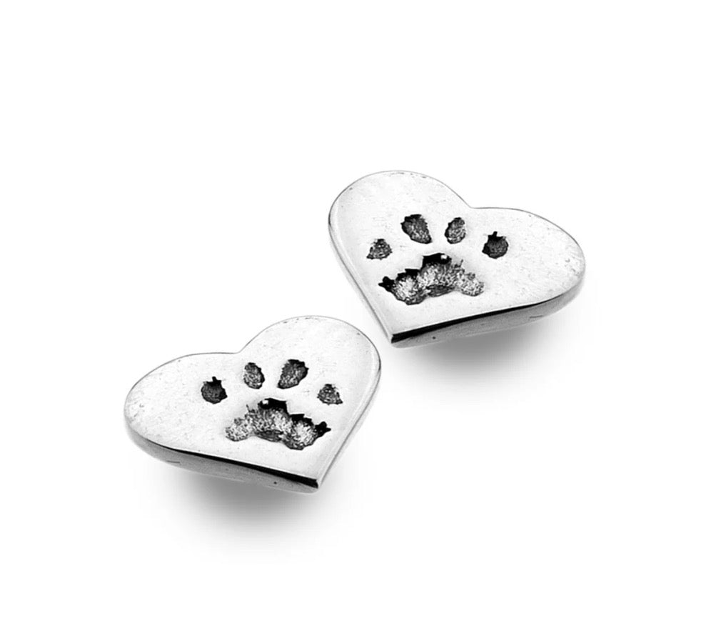 Origins Heart & Dog Paw Print Stud Earrings